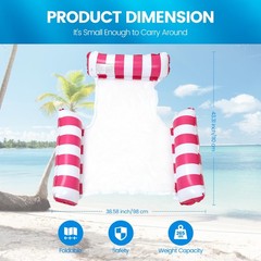 2 Pack Inflatable Pool Floats 4in1 Pool Hammock with Bottom Mesh 3 Tubes Infl…