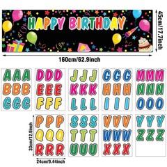 Tatuo Personalized Birthday Banner with Name DIY Colorful Happy Black