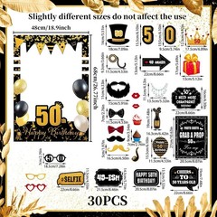 LaVenty Black Gold Glitter 50th Birthday Party Photo Booth Props 50th Birthday P