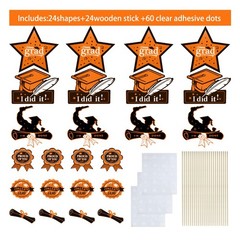 24 PCS Orange Black Graduation Table Sticks Class of 2026 Centerpiece