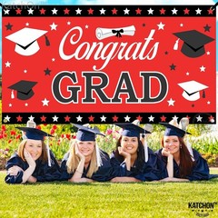 Red and Black Graduation Banner 2026 – Extra Large 72×44 Inch Party Decor