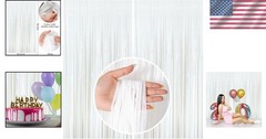 Foil Fringe Curtain Decorations – 2 Pack White Streamers for All Celebrations