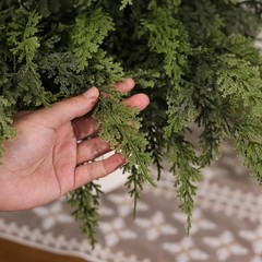 Juxdp Real Touch Christmas Cedar Branches-18 Inches, Artificial 18 in, Green