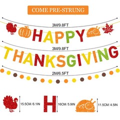 Glittery Happy Thanksgiving Banner Thanksgiving Banner Circle Dots Garland wi…