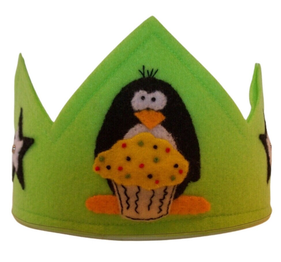 Felt Crown Penquin Birthday Party Hat, Party Crown, Dress Up Play or Photo Prop