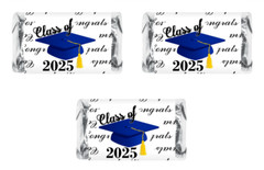 60 Graduation Cap Party Class of 2022 Miniatures Candy Bar Wrapper Blue