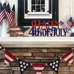 Independence Day Table Decorations – Metal and Wood Sign for Home Festivities