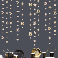 Champagne Gold 18Th Birthday Decorations Number 18 Circle Dot Twinkle Star Garla