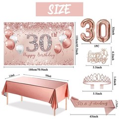 Trgowaul 30th Birthday Decorations Party Set for Women, Rose Gold Pink