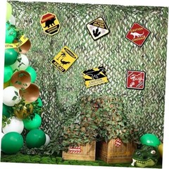 Dinosaur Party Decorations Set 10x13ft Dino Netting 6 Dinosaur Paper Sign