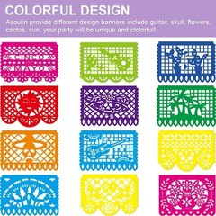 6PCS Mexican Party Decorations, 90FT Plastic Papel Picado Fiesta Party Banner…