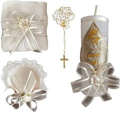 Catholic Christening Kit Handmade Near Mexico City with Rosary Candle Shell