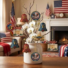 Vibrant 250th Anniversary Bell Ornaments – 4pc Acrylic Set for Independence Day