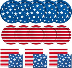 Disposable Paper Plates and Napkins American Flag Design for Veteran Day Events