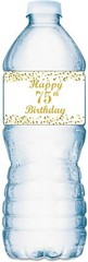 75th Birthday Water Bottle Labels; Set of 20 Waterproof Water Bottle Wrappers