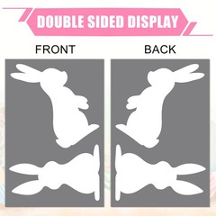 9 Sheets Easter Window Clings White Bunny Rabbit Window Stickers Double-Side Gla
