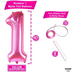 , Hot Pink 1 Balloon Number for First Birthday – 40 Inch | Number One Balloon…
