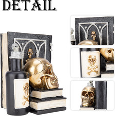 Halloween Decorations Indoor Resin Halloween Skull Heads with Books Statue Head