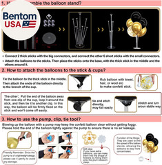 4 Set Black Gold Balloon Centerpieces for Table,Balloon Stand Kit for Black Gold