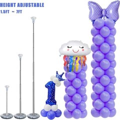 Balloon Column Stand Kit Set of 2, 7ft Height Adjustable Balloon Arch Kit, Me…