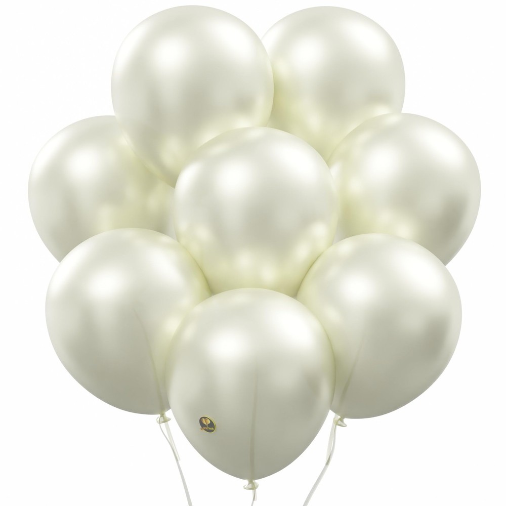 AFTERLOON® Biodegradable Balloons 100 pcs Pearlized White 12 Inch Pearl Color…