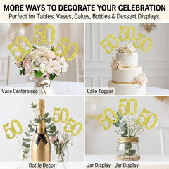 10-Pack Double Sided Glitter 50Th Birthday Centerpiece Anniversary Centerpiece S