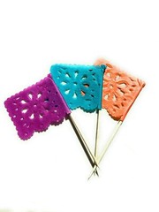 Set of 24 Pcs Multi-Colored Mini Mexican Paper Papel Picado Tissue Banner Fla…