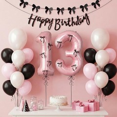 38Pcs Happy 13th Birthday Decorations for Girls White Pink and Black Birthday…
