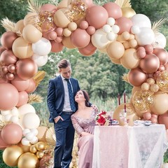 136pcs Boho Balloon Arch Garland Kit, Blush Dusty Pink Nude Ivory White Rose …