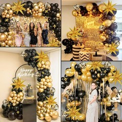Black and Gold Balloon Arch Kit 117 PCS, AivaToba Gold and Black Party