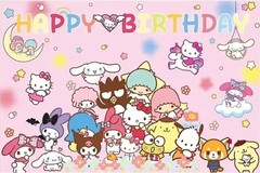Hello Kitty Theme Party Decoration 5×3 ft Happy Birthday Backdrop Banner Decor