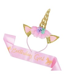 Rainbow Unicorn Theme Party Head Band Kids Girls Birthday