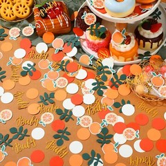 Little Cutie Baby Shower Confetti 400 Pcs Orange Eucalyptus Table Scatter