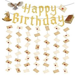 Magic Theme Happy Birthday Banner Wizard Vintage Letter Garlands Birthday