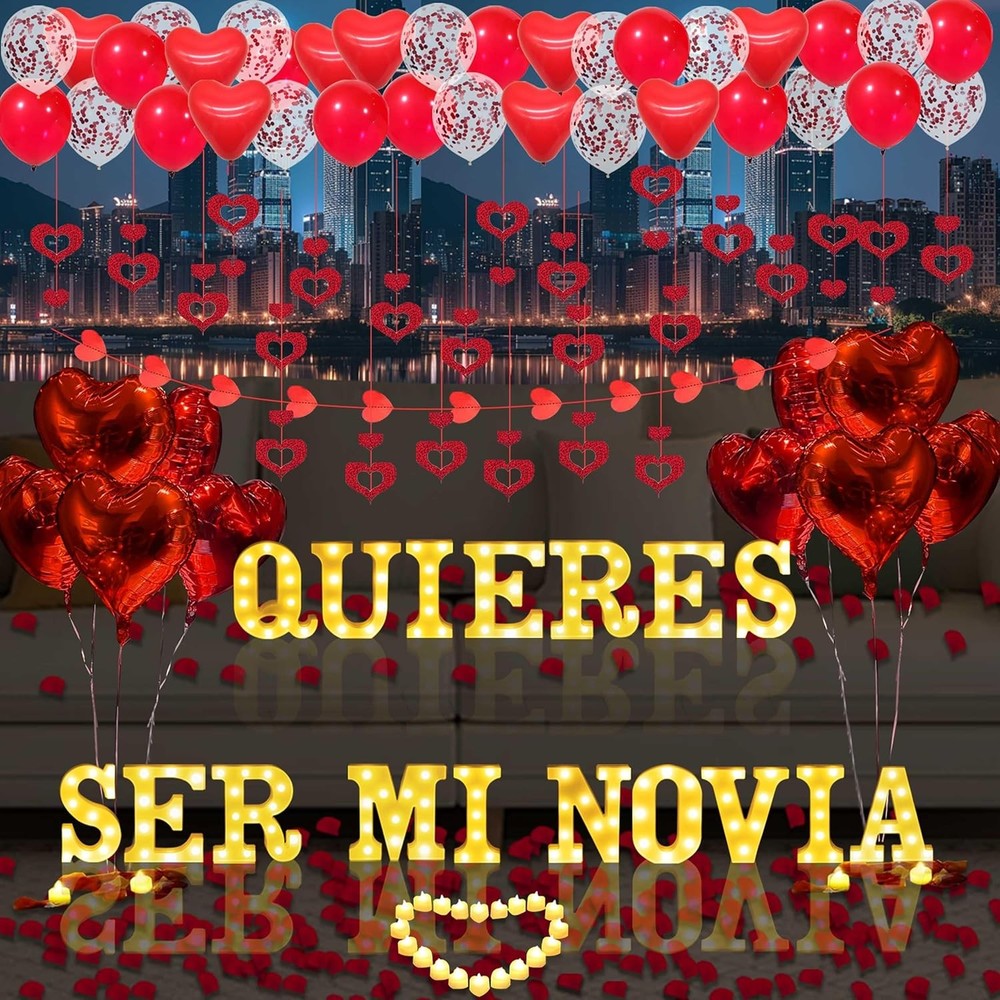 Quieres Ser Mi Novia Light Up Letters Proposal Decorations, 17Pcs 6.3″ Letter…