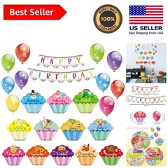 Chic Happy Birthday Decorations Set – 25 Colorful Cutouts for Classrooms
