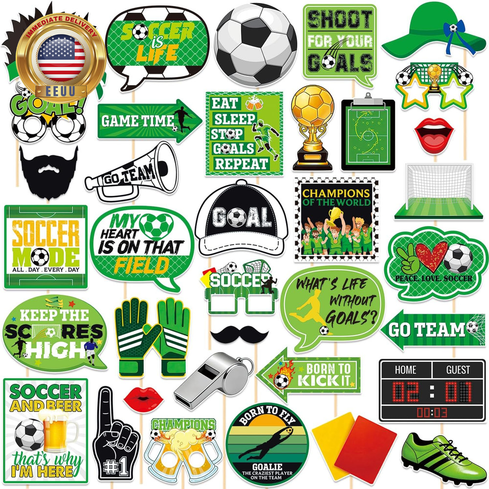 Soccer Party Decorations Soccer Photo Booth Props Soccer Themed Party Kit Footba