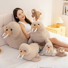 Realistic Walrus Plush Pillow Soft Stuffed Sea Animal Cushion Multiple Sizes