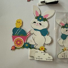 Vtg Hallmark Paper Honeycomb Easter Bunny & Chick Cut Out Table Decor SEE & READ