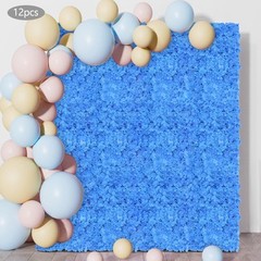 12PCS Dark Blue Artificial Hydrangea Wall Panels, Handmade Silk Flowers