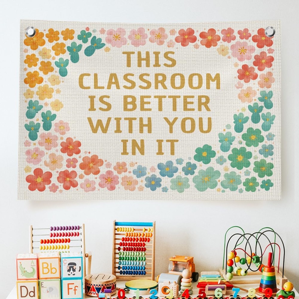 Classroom Must Haves Wall Decor for Teacher, Rainbow Floral Welcome Sign Back…