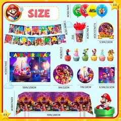 Super Mario Birthday Party Decorations Tableware Backdrop Balloon Cake Toppers
