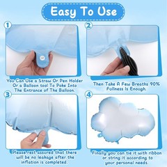10PCS Cloud Balloons – Blue Edge White Clouds Decorations Foil Balloons, Larg…
