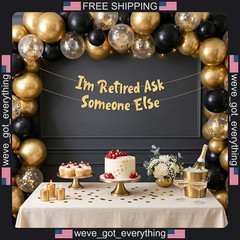 Retirement Banner Gold Glitter Pre-Strung Party Decor
