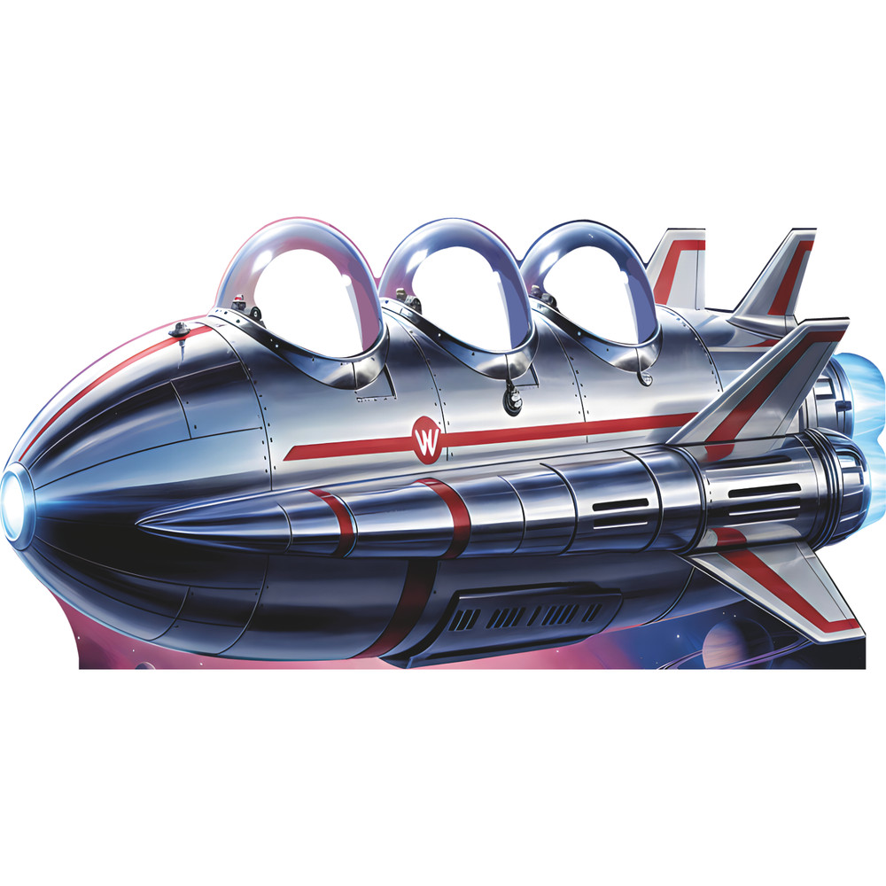 SS11350 Retro 60s Futuristic Space Ship Astronauts Stand In Cardboard Cutout