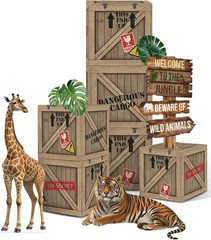 Jungle Safari Party Decorations – 10 Inch Jungle Theme Favor Boxes with Wild Ani