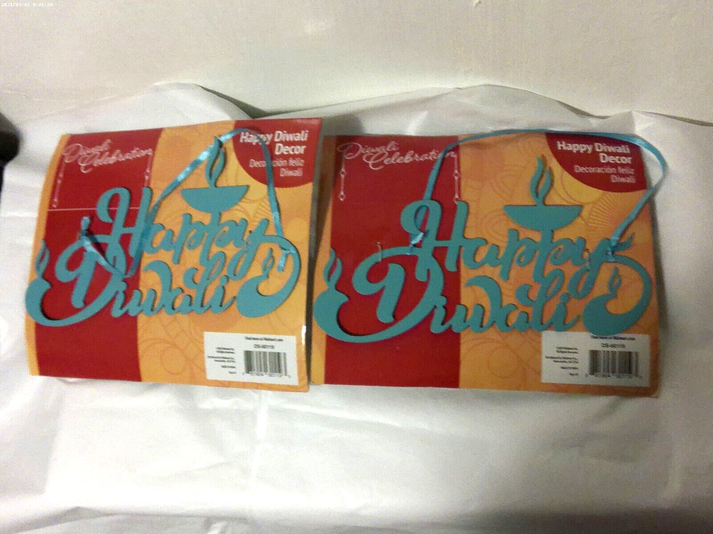Diwali Celebration Sign «Happy Diwali» Hanging Door / Wall Decor Lot of 2
