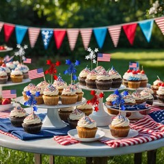 BOARDFEB 160Pcs 4th of July Cupcake Toppers, Patriotic Foil Firework Toothpic…