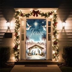 Christmas Door Banner 71 x 35 Inch Jesus Nativity Scene Design Religious Holi…