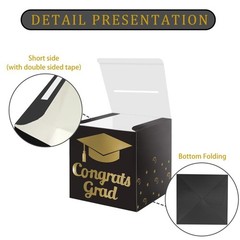 Graduation Card Box Holder, Congrats Grad 8.5 x x inches, Black